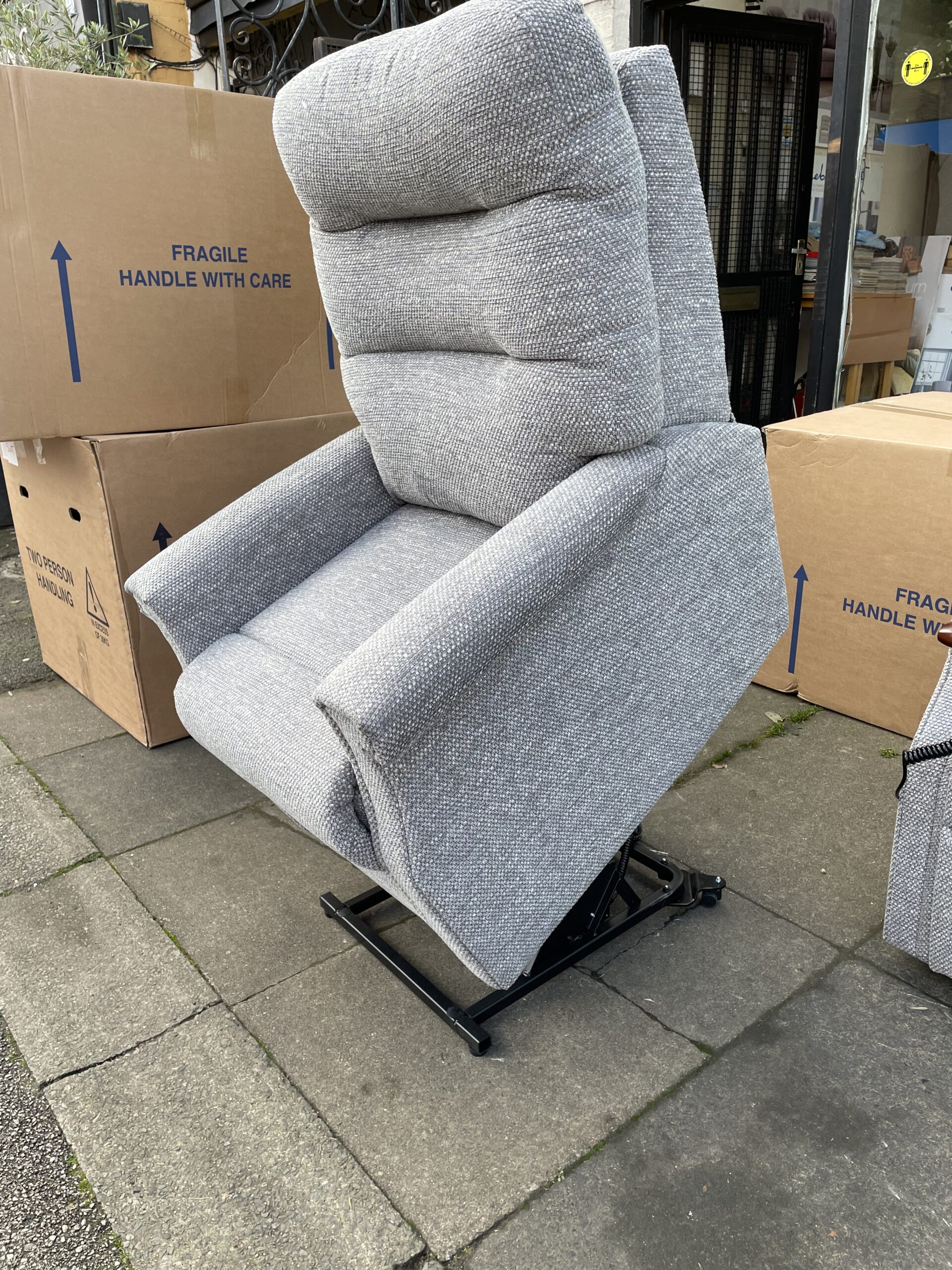 Celebrity Sandhurst Cloud Zero Dual Motor Riser Recliner in Elgin Storm with Adjustable Headrest in Standard Size